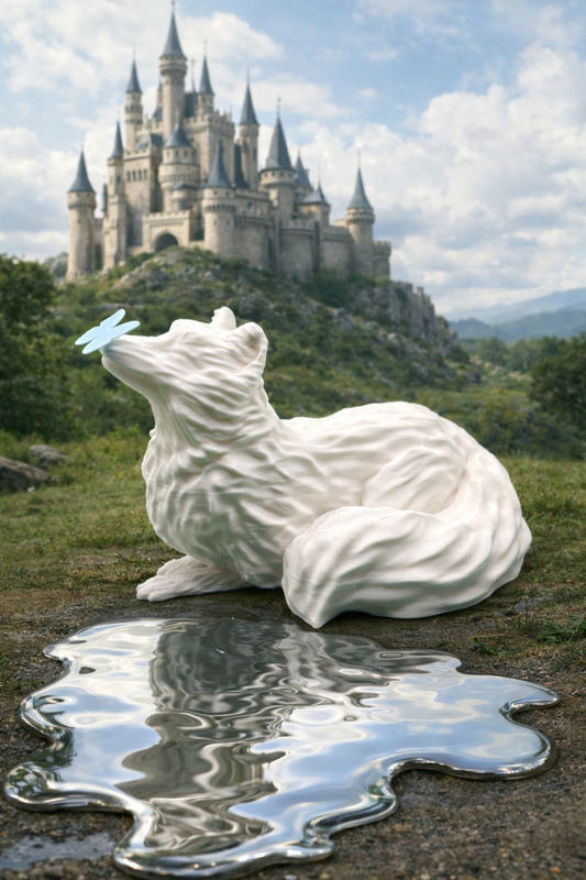 White Fox with butterfly inspired by Quicksilver